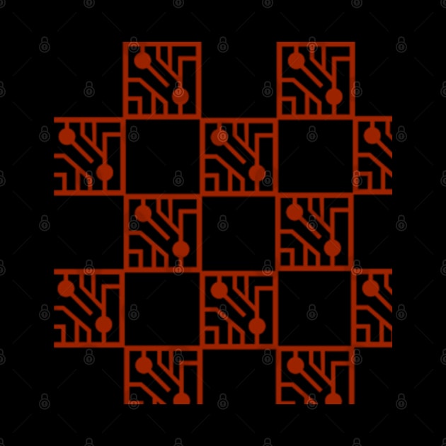 Red electronic circuits pattern by SAMUEL FORMAS