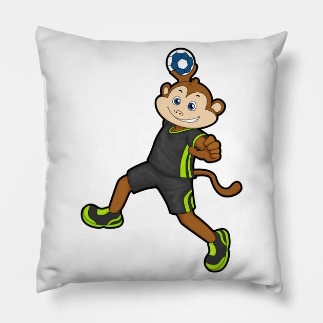 Monkey at Handball player with Handball Pillow by Markus Schnabel