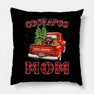 Christmas Cockapoo Mom Santa Hat Truck Tree Plaid Dog Mom Christmas Pillow