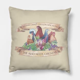 Women, Wine, and Chickens Pillow