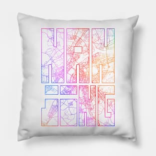 Nanjing, China City Map Typography - Colorful Pillow