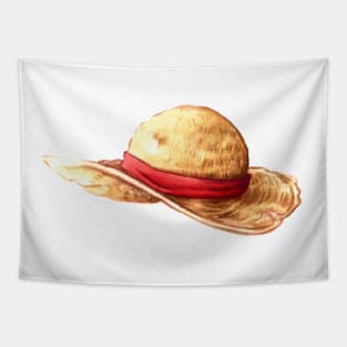 Luffy One Piece Hat Watercolour design Tapestry