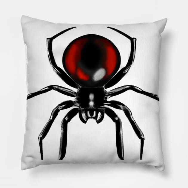 Cute Black Widow Spider Drawing Pillow by Play Zoo