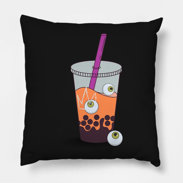 Hocus pocus boba - Orange sdrew bubble tea Pillow by OrangeSdrew