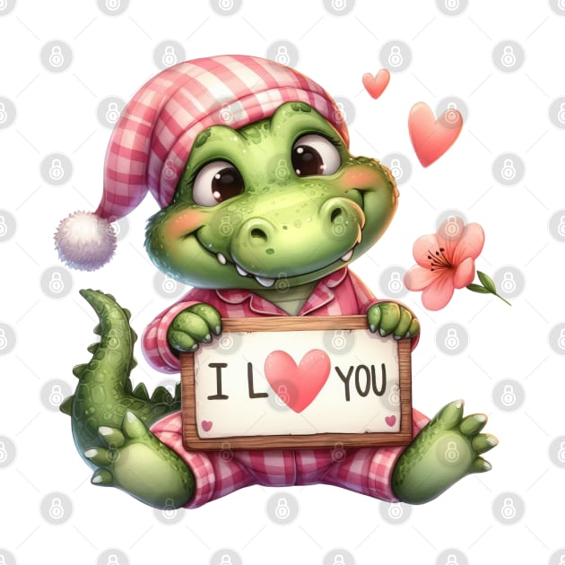 Valentine Love Crocodile by Chromatic Fusion Studio
