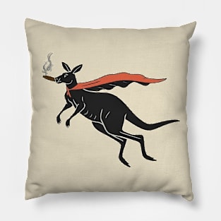 A super kangaroo smoking a cigar Pillow