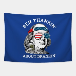 Ben thankin' about drankin' - Benjamin Franklin funny America Tapestry