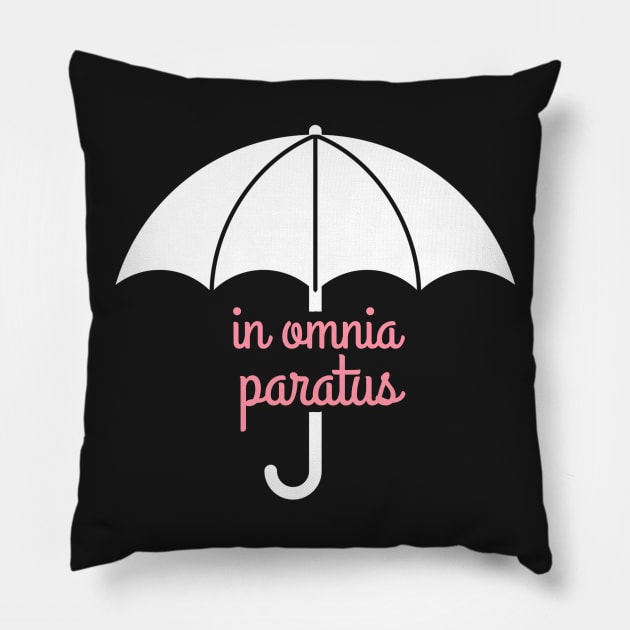 In Omnia Paratus Life and Death Brigade Umbrella Pillow by Stars Hollow Mercantile