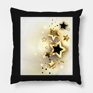 Gold Stars on a Light Background Pillow