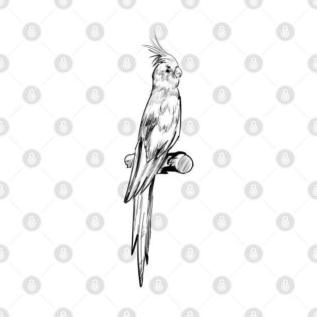 Cockatiel Hand Drawn by KC Happy Shop