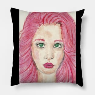 Red haired girl Pillow