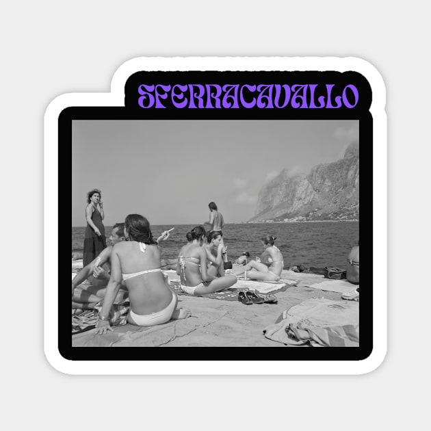 Sicily Sunbathers On The Rocks Magnet by ChuCha