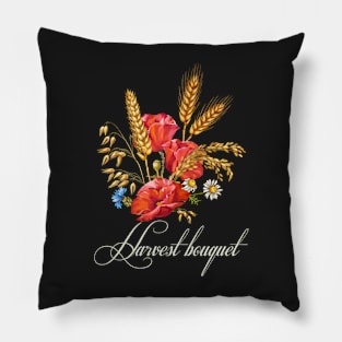 Harvest bouquet-Spring wildflowers-Poppies Spring flower-Camomile Spring flower-Spring Cornflower-Wheat and Oats plants Pillow