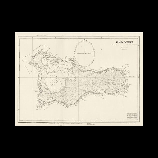 Old Grand Cayman Map (1880) Vintage Caribbean Island Atlas by Bravuramedia