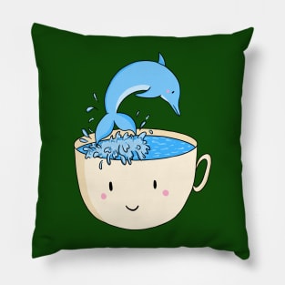 Dolphin Swimming In A Cup Of Tea Pillow