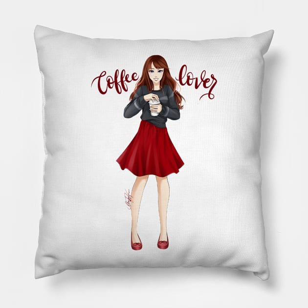 Coffee Girl Pillow by art4anj