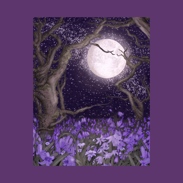 Moonlight and Purple Forest Gardens by ECMazur