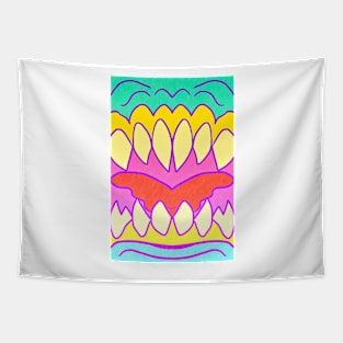 Chomps fanged neon mask 3 Tapestry