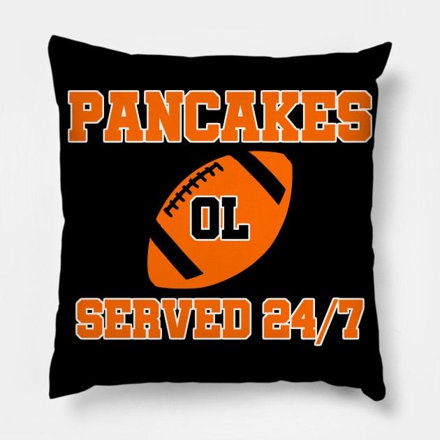 O-Line Pancakes Served 24/7 American Football Pillow by sewandtell