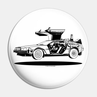 Delorean Black and White Pin