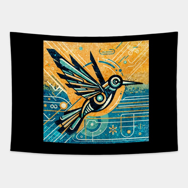 Steampunk Hummingbird Art Deco Style Tapestry by get2create