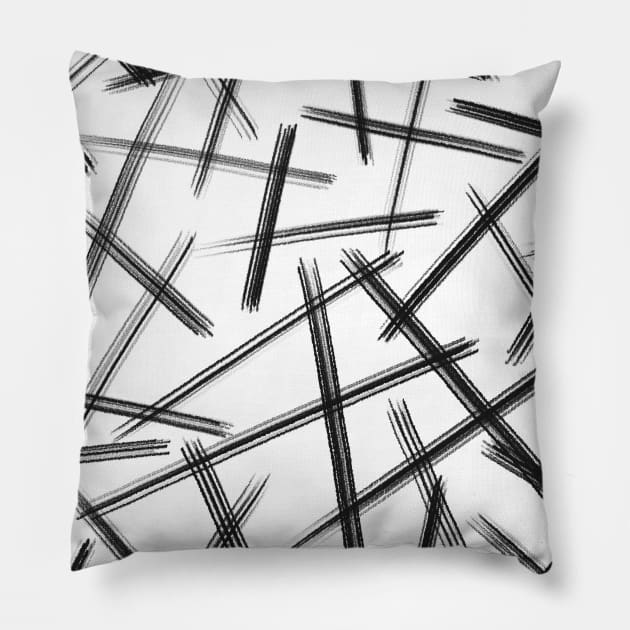 Black and White Scribble Sketch Pillow by OneThreeSix