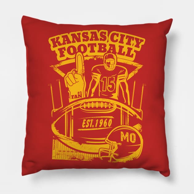 Kansas City Retro Vintage KC Football Missouri 2021 Gift Pillow by JJDezigns