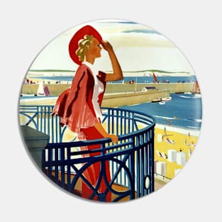 Vintage Travel Poster England Bridlington its quicker by rail Pin