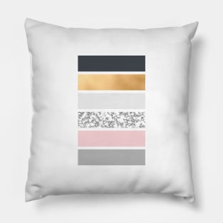 Geo Lines - Slate Gold Marble and Pink Pillow