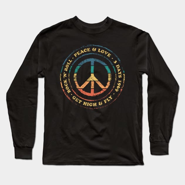 DeadlRay Peace Love & Rock N Roll 60s 70s Vintage Long Sleeve T-Shirt