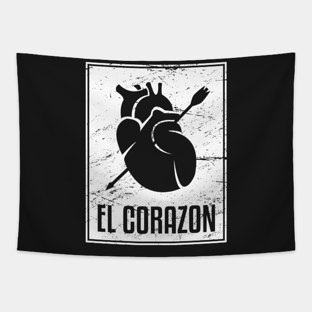 El Corazon | Loteria Mexican Tarot Card Tapestry by MeatMan