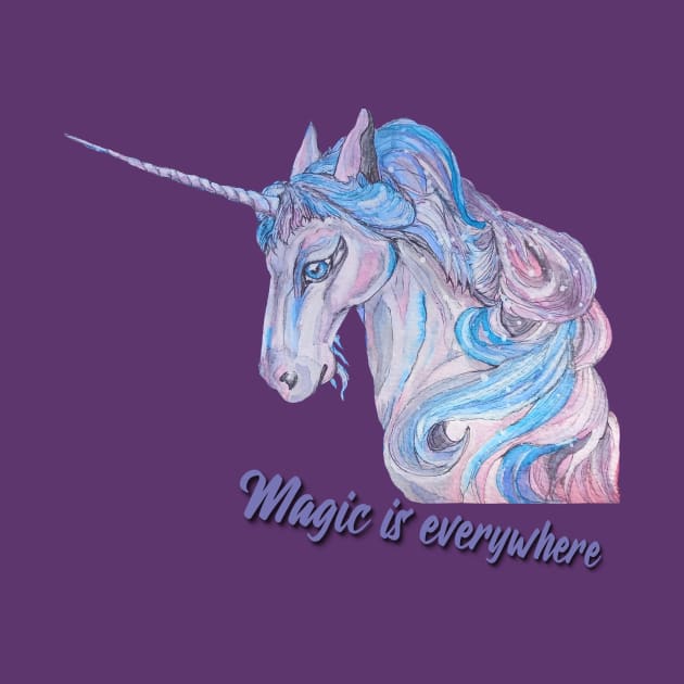 Magic is Everywhere Beautiful Unicorn by candimoonart