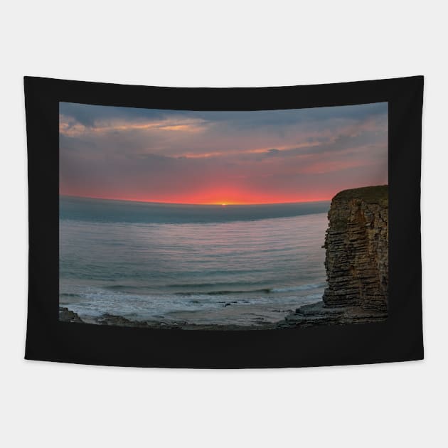 Sunset from Nash Point, Glamorgan Heritage Coast, Wales Tapestry by dasantillo