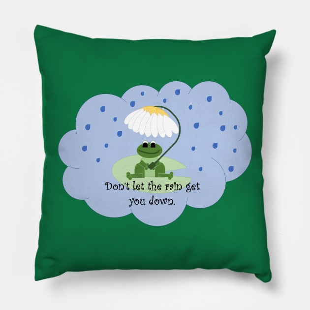 Frog in Rain Pillow by Enchanted Arts