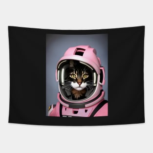 Pink Astronaut Cat- Modern Digital Art Tapestry