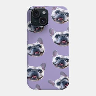 1980s light purple puppy dog pattern french bulldog Phone Case