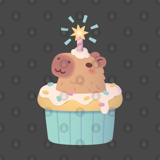 Cute Capybara In Cupcake Funny by rustydoodle