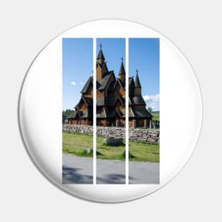 Medieval graveyard and Heddal wooden stave church. Heddal Stavkirke, 13th century. Largest stave church in Norway. Sunny spring day (vertical) Pin