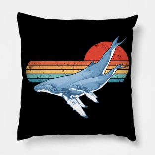 Humpback Whales 60s Sunset Pillow