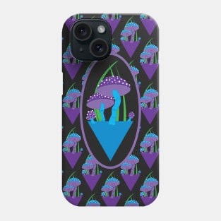 Adorable Illustrated Purple and Blue Mushroom Pattern Phone Case