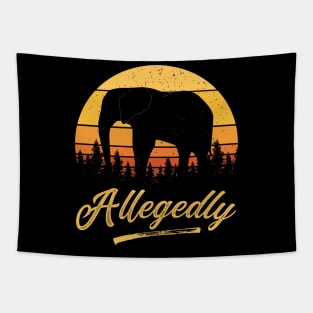 Allegedly Elephant Gentle Giant Tusker Retro Distressed Sunset Tapestry