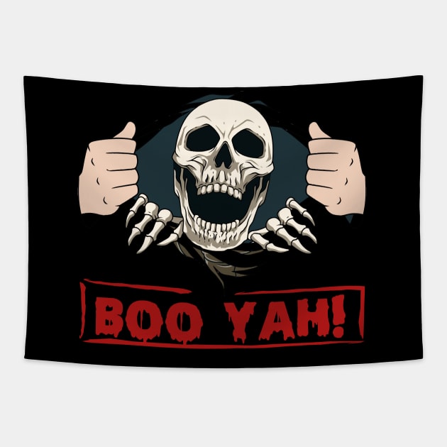 Halloween Costume Scary Skeleton Skull Face Horror Party Tapestry by melostore