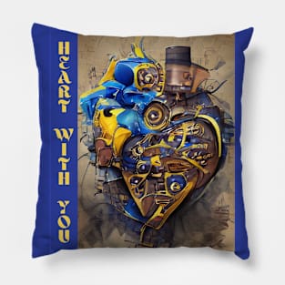 Heart with you, antiwar blue-yellow Pillow