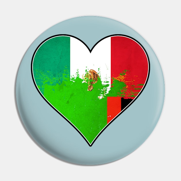 Mexican and Zambian Heart Mix Heritage Flag Pin by Just Rep It!!