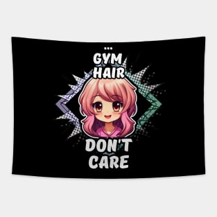 Kawaii Gym Hair Don't Care Anime Tapestry