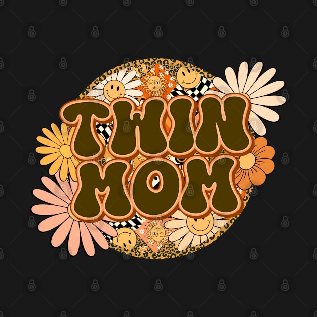 Twin Mom Retro Groovy Floral Leopard by BuddyandPrecious