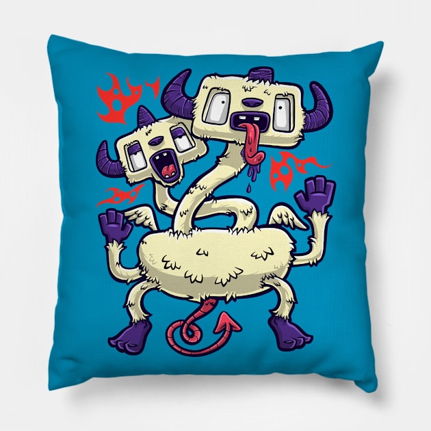 2 Headed Mythical Creature Funny Dragon Character Fantasy Gift Pillow by teeleoshirts
