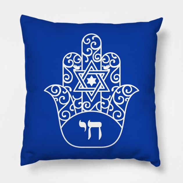 Jewish Hebrew Chai Hamsa with Star of David Pillow by ProPod