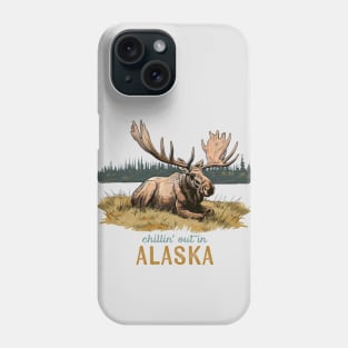 Chillin' in Alaska Moose Art Phone Case