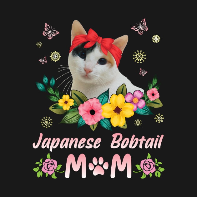 Flowers And Japanese Bobtail Cat Happy Mother Day Mommy Mama by joandraelliot